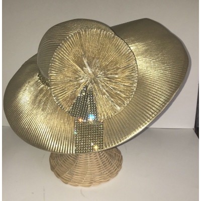 Vintage Allison J 's Hat Church Dress Formal Party Gold Lame Bling    eb-45839129